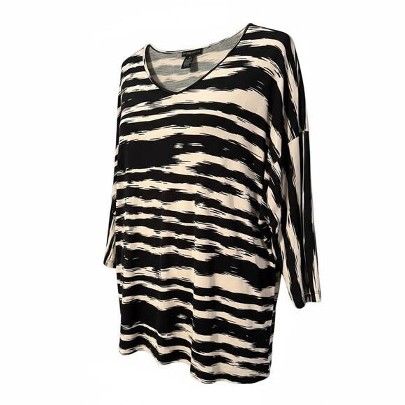 Design History Black & Ivory Abstract Stripe Plus Size Tunic Top 2X - Picture 2 of 5